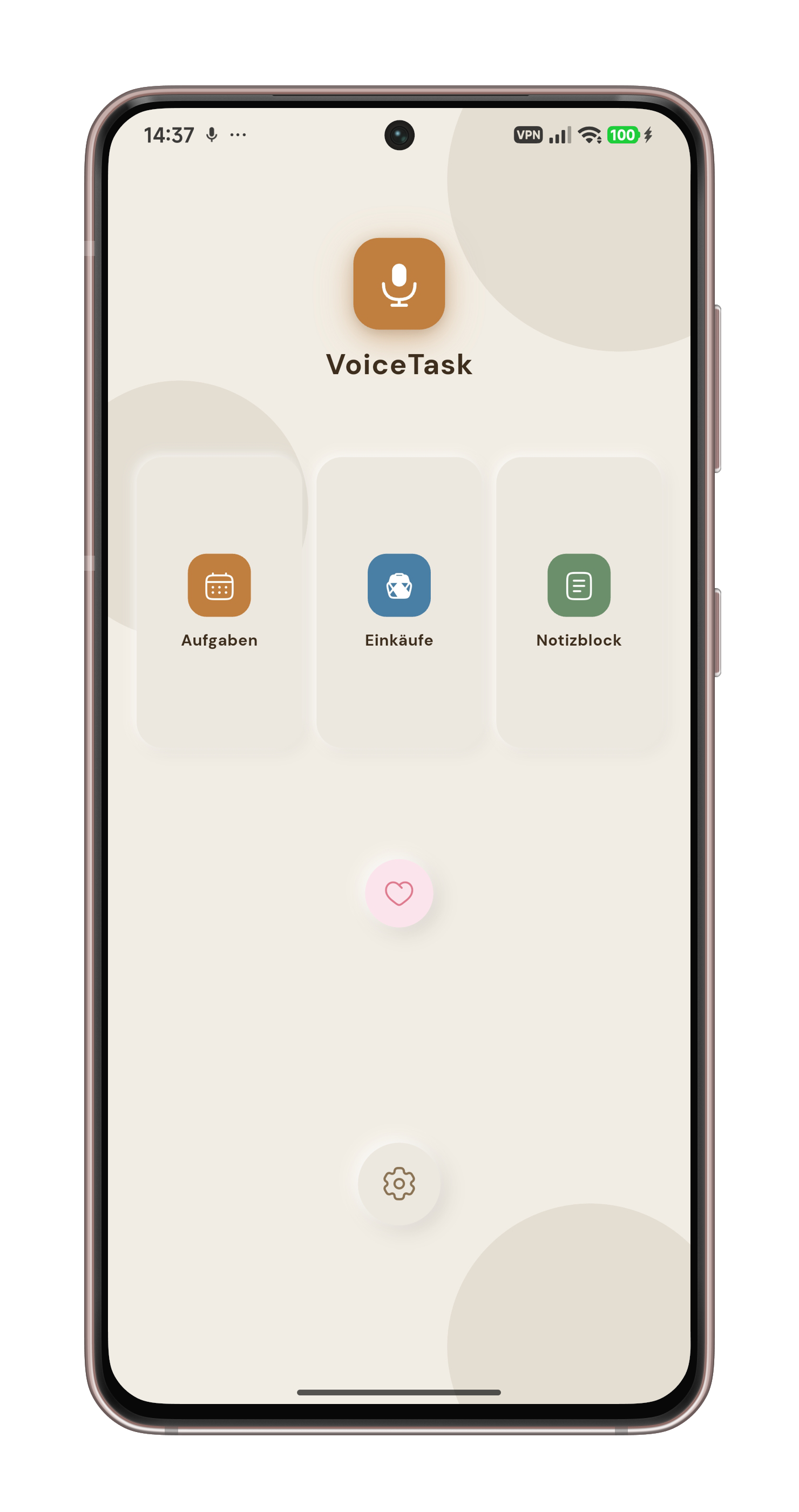VoiceTask Startseite