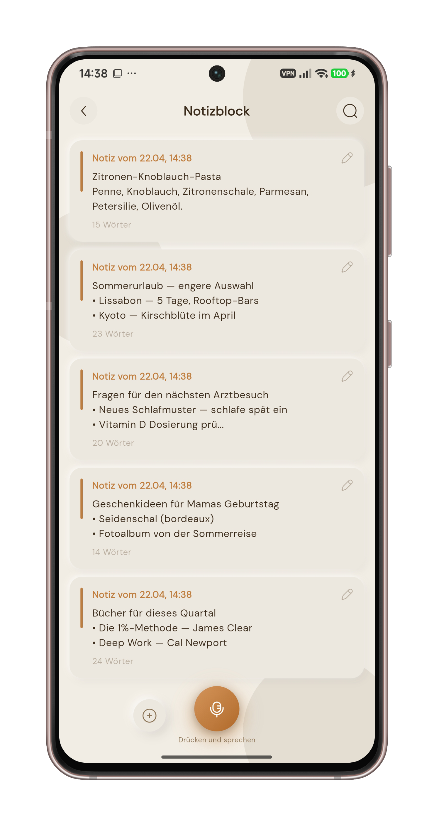 VoiceTask Notizblock